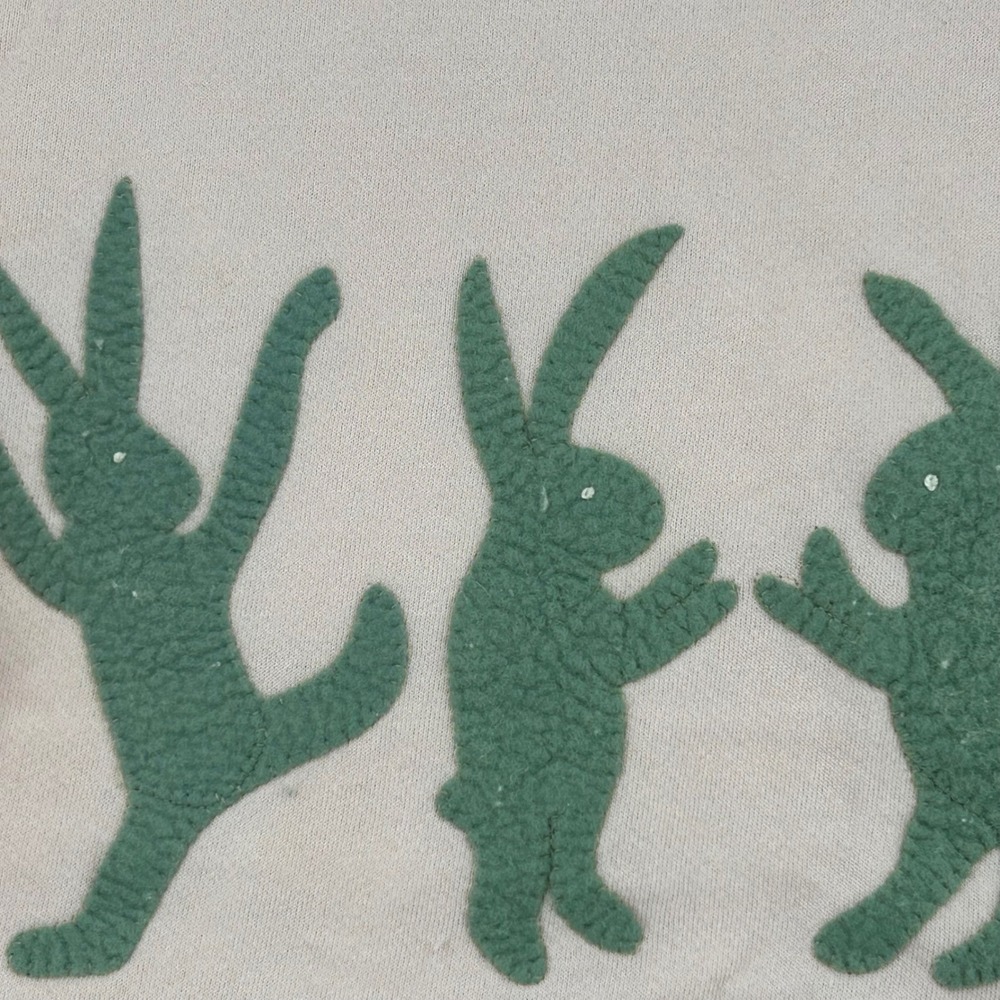 Womens Vintage Style Bunny Sweatshirt Pink Dancing Rabbit Graphic Lee LG Cottage - Picture 3 of 10